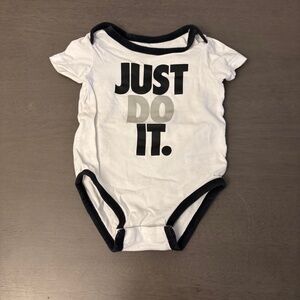 White and Black Nike Just Do It Onsie Size 9 Month